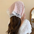 thumbnail image 6 of Helii Lace Triangle Head Scarf for Women – Vintage French Floral Headwrap, Boho Lace Trim Bandana Headband, Adjustable Tie Back Kerchief for Spring Summer Wedding Beach Light Pink,One Size, 6 of 6
