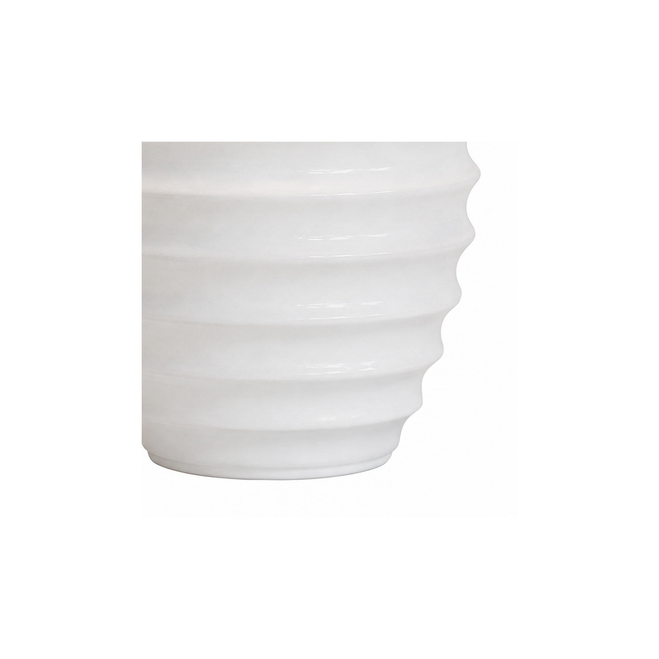 DecMode 24" Handmade Ribbed White Table Lamp with White Linen Shade