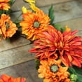 thumbnail image 3 of 22" Autumn Harvest Orange Mums and Yellow Daisies Floral Wreath - Unlit, 3 of 4