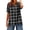 Gray, variant on Staron Summer Tops for Women Casual Checkered Linen Shirt V Neck Short Sleeve Button-Up Loose Blouse, Red XXL