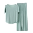 thumbnail image 5 of Hrsba 2 Piece Pajama Set for Women,Basic Top With Elastic Waist Pants Soft Daily Loungewear Sleepwear, 5 of 5