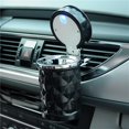 thumbnail image 2 of Cenicero portátil para coche con luz LED azul, Cenicero sin humo, portavasos cilíndrico, blanco JM JM, 2 of 4