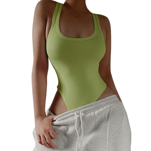 EGNMCR Womens Unitard Bodysuit Workout Rompers Solid Color One Piece Summer Halter Outfits Shorts Jumpsuits Gym Yoga Fashion Clothes