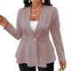 thumbnail image 1 of Chaqueta Texturizada con Botones, Cuello en V y Dobladillo con Volantes para Mujer, Talla Grande Rosa M, 1 of 6