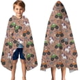 thumbnail image 3 of Brown Monster Cartoon Trucks Unicorn Pattern Hooded Bath Towel，50"x30" for Ages 3 To 12 Kids, Quick Dry Lightweight Soft Microfiber Hood Beach Towel Cover Up for Kids, 3 of 7