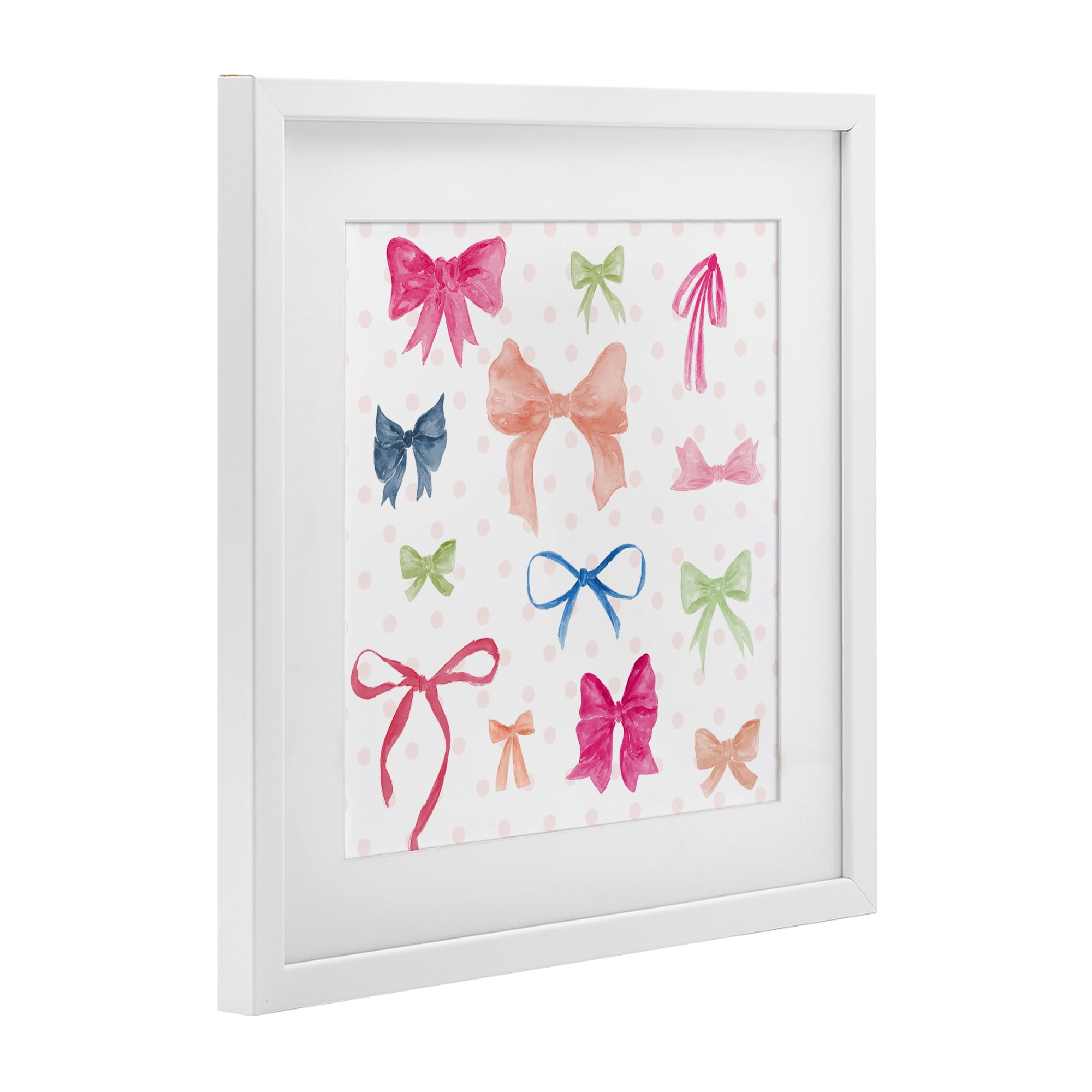 Stupell Industries Colored Bows on Plaid White Framed Print Under Glass, design by Lucille Price
