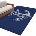 thumbnail image 2 of Rectangle Area Rug 4x6ft, Nautical Anchor Navy Blue Non-Slip Non-Shedding Floor Mat, Summer Coastal Ocean Style Washable Sturdy Carpet for Living Room Bedroom Home Decor, 2 of 9