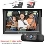 LUCKVIEW Baby Car Back Seat Camera 5 Inch Baby Car Monitor 1080P Baby Mirror Monitor Car Camera with IR Night Vision, HD Rear Mirror Camera for Back Seat Rear Facing 3X Zoom