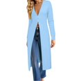 thumbnail image 3 of JUUNthy Long Cardigan for Women, Long Sleeve Slim Fit Deep V Neck Button Front Soft Knit Sweater Outerwear Dark Gray L, 3 of 13