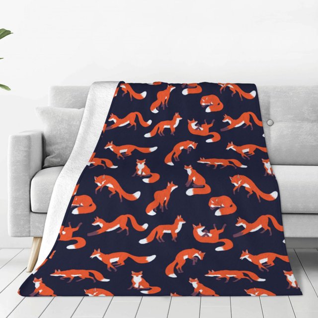 Balery Foxes In Different Poses Manta de Felpa Suave y Acogedora – Cobija de Franela Aterciopelada para Cama, Lavable y Cálida para Sofá, Mascotas, Transpirable-60"x50"