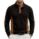 thumbnail image 1 of Tops de Verano de Manga Larga para Hombres Cuello de Pie Color Bloque Botón Abajo Camisa, Tops de Manga Larga Patchwork Blusa Casual con Ajuste Relajado, Chaqueta de Moda Ligera, 1 of 6