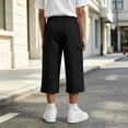 thumbnail image 6 of Maean Boys Capris Pants Sweatpants Wide Leg Elastic Waist Casual Loose Cargo Pant with Pockets, 6 of 7