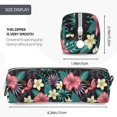thumbnail image 3 of Pofeuu Green Tropical Leaves Print Leather Pencil Case, Leather Pencil Pouch Large Capacity, Big Pencil Pouch with Zipper Vintage Pen Bag Fountain Pen Holder, 3 of 7