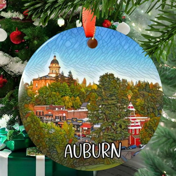 Auburn California Christmas Ornament, Ceramic/Acrylic - Auburn California Travel Souvenir, Tree Hanging Ornament, Vacation Keepsake 2025, Gift for Adventurers, 2025 Collector’s Piece