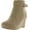 Tan, variant on Top Moda Cotton-15 Women's ankle high top stud buckled strap side zipper platform wedge nubuck booties
