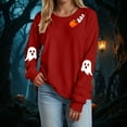 thumbnail image 2 of mgoYE Women Halloween Shirt Long Sleeve Crewneck Casual Dressy Tops Funny Graphic Halloween Costumes Fall Fashion Outfits(Red,S), 2 of 5