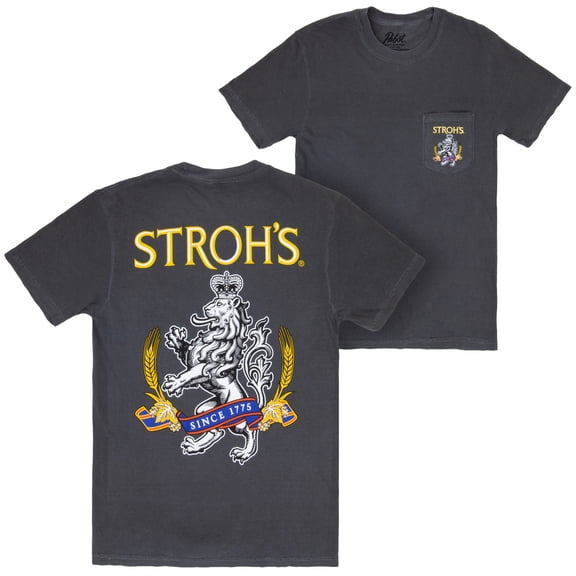 Stroh's Since 1775 Black Front and Back Print T-Shirt-Small