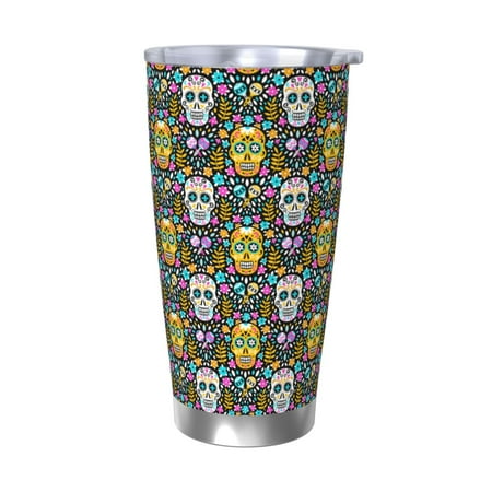 

Matuu Sugar Skulls for 20oz Durable Thermal Cups Keep Drinks Cold and Hot Insulated Car Mug with Lid-Without Straw