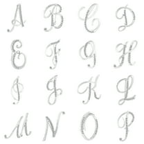 DESIGNICE 1 Pc Fashion Unisex Rhinestone English Letters Alphabet A-Z Brooch Pin Ornament Silver