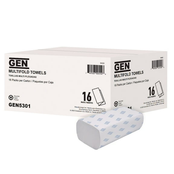 9.25 in. x 9.05 in. 1-Ply Multifold Towels - White (16 Packs/Carton)
