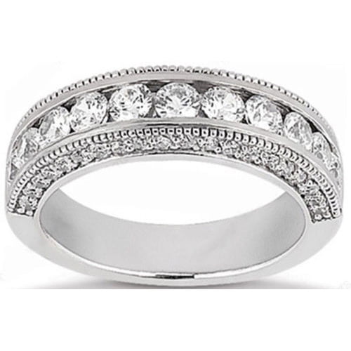 1.78ct Round Cut Diamond Anniversary Wedding Band, Size 6, Channel Set, 1 10ct each Platinum by