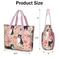 thumbnail image 3 of Tote Bag for Women - Bernese Mountain Dogs with Flowers Shoulder Bag - Large Utility Work Duffle Bag with Zipper Handbag for Travel, Work, Sprots, 3 of 5