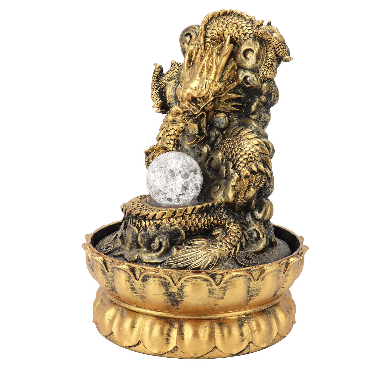 Nieyigj Resin Dragon Statue LED Desktop Water Fountain Home Office Decor, 11.02 inches / 28 cm (EU Plug 220V)