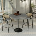 thumbnail image 5 of LeisureMod 48" Round Bar Height Dining Table with Sintered Stone Top Pub Table and Black Stainless Steel Pedestal Base for Modern Kitchen and Dining Room Verve Collection in Marble Grey, 5 of 8