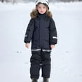 thumbnail image 2 of yocbz Jump Suit Snow Girl Kids Snow Suit Toddler Girls and Boys Snowsuit Waterproof Insulated Winter Jumpsuit Overalls Black,Size for 6-7 Years, 2 of 9