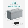 thumbnail image 2 of SONGMICS 30" Storage Ottoman Bench Folding Velvet Storage Footrest Stool 2 Extra Storage Boxes Hold up to 660lb for Entryway Living Room Bedroom Dove Gray, 2 of 5