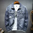 thumbnail image 2 of Abrigos de mezclilla para hombre, chaqueta vaquera desgastada de Corea para hombre, hombros anchos, azul, precio bajo, ropa popular coreana, entrega rápida informal G, 2 of 5