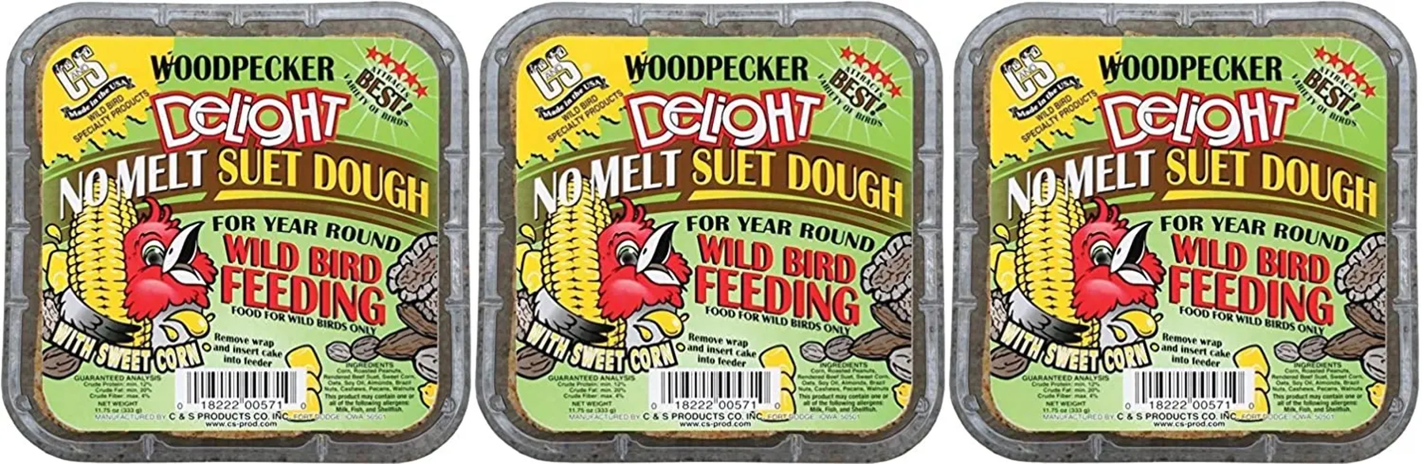 CS Woodpecker Delight No Melt Suet Dough Bird Food 11.75 oz. Each 3
