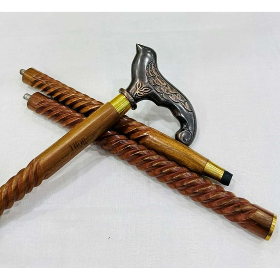 Elegant Pretty Swallow Bird Wood Carved Walking Stick Cane for Women Ladies Fashionable Dressy Designer Wooden