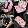 thumbnail image 2 of Jeiento Pink Strawberry 13 Pcs Car Seat Cover Full Set Automotive Interior Accessories with Steering Wheel Cover, Seat Belt Pad, Armrest Covers, Coasters Universal Fits Most Vehicles, 2 of 8