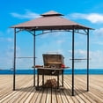 thumbnail image 4 of Four Seasons Courtyard Grill Gazebo With LED Lights and Steel Frame, Brown, 4 of 7