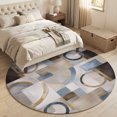 thumbnail image 4 of Small Round Rug 3Ft, Abstract Blue Brown Non-Slip Washable Circle Rugs Carpet, Vintage Geometric Color Blocks Indoor Outdoor Rug Floor Mats Throw Runner for Bedroom Living Room Bathroom, 4 of 8