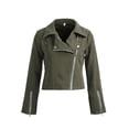 thumbnail image 1 of FOCUSNORM Veste en Similicuir pour Femmes Slim Moto Biker Cardigan Zip Short Coat, 1 of 5