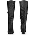 thumbnail image 4 of BLISSFUL STEP Women's Knee High Boots Square Toe Slouch Chunky Heel Black 7, 4 of 5