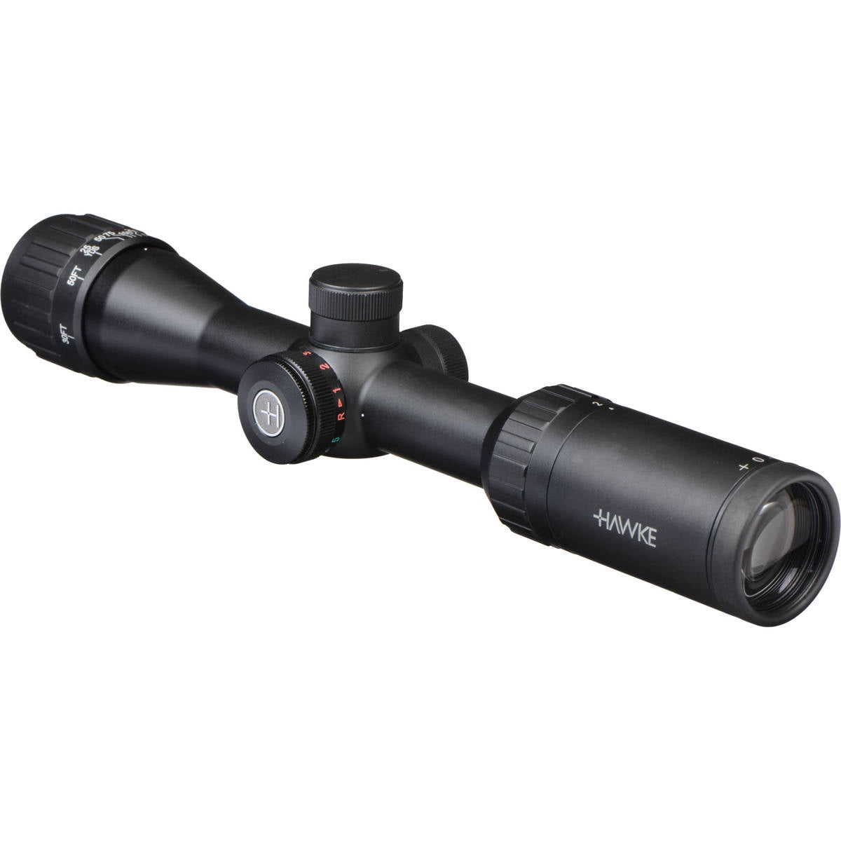 Hawke Sport Optics 2-7x32 Vantage AO Riflescope, Matte Black with Illuminated 2nd Focal Plane Mil Dot Reticle, Adjustable Objective, 1" Center Tube