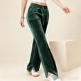 thumbnail image 2 of acuever Women's Velvet Wide Leg Flare Pants - High Waisted Drawstring Design Casual Trousers with Pockets Women's Casual Pants, 2 of 6