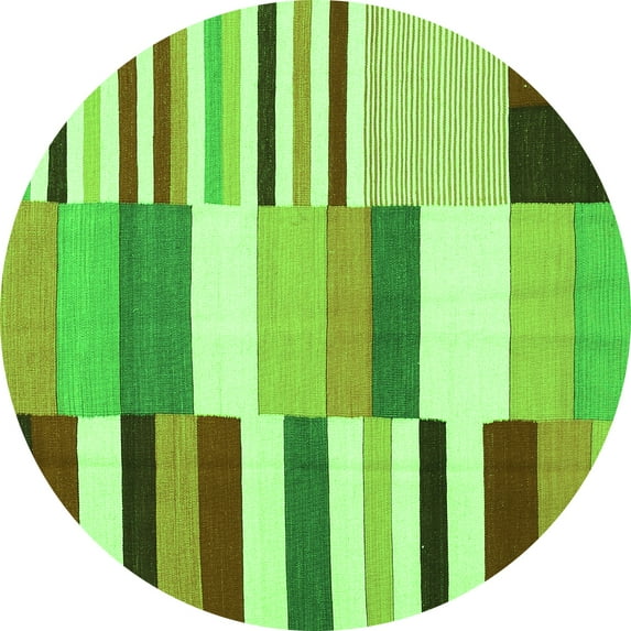 Ahgly Company Indoor Round Southwestern Green Country Area Rugs, 7' Round