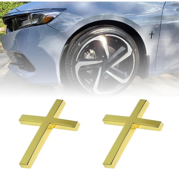 2-Pack 3D Metal Cross Car Emblem Decals, 2.51.8 Inch Self-Adhesive Christian Jesus Stickers, Universal Scratch-Cover Auto Accessories for Trucks, SUVs & Vehicles