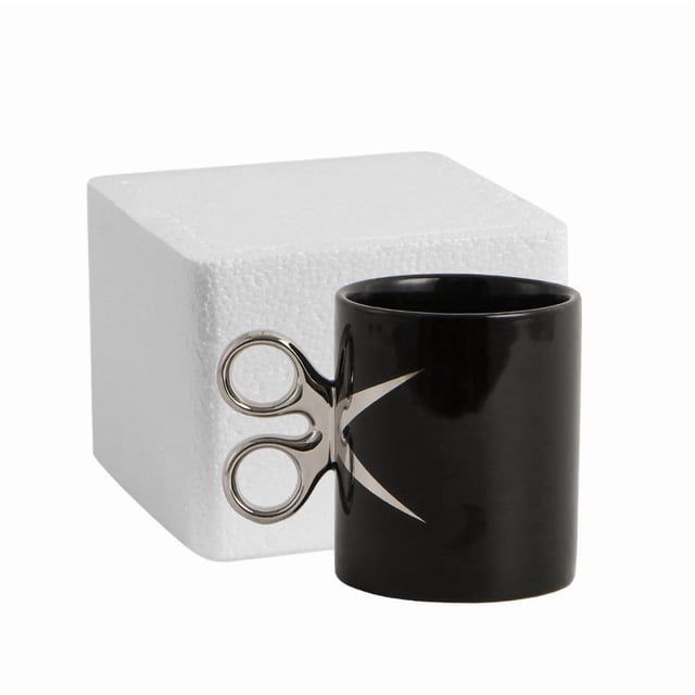 SIYTUAU Electroplated Gold And Silver Handle Ceramic Mug In Black Finish For Coffee Tea Home Office Kitchen And Gift Giving Black