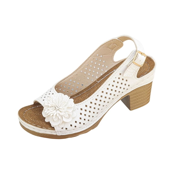 Buckled Square Heel Sandals for Women,Dressy Peep Toe Slingback Chunky Low Heeled Wedge Shoes Dress Sandals,37