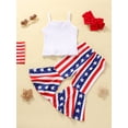 thumbnail image 3 of Bagilaanoe 4th of July Clothes for Toddler Baby Girls Sleeveless Camisole Tops +Stars Striped Flare Trousers + Hairband 6M 12M 18M 24M 3T 4T Kids 3pcs Independence Day Long Pants Set, 3 of 9