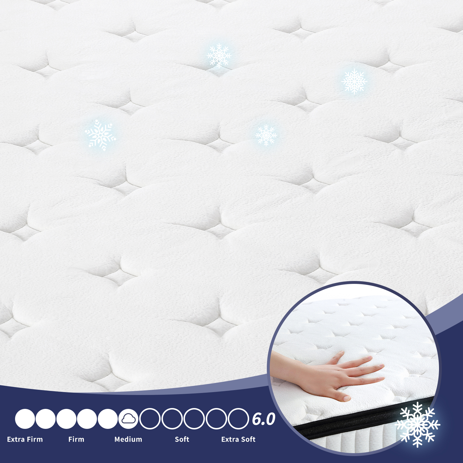 VFD 10 inch Spring Sensation Hybrid Mattress, Queen, Fiberglass Free, Medium Firmness, Durable Support, Certified Safe Foams & Fabric, Mattress in A Box, White