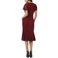 thumbnail image 3 of INSPIRE CHIC Womens' Lace Floral Dresses Fishtail Formal Cocktail Short Sleeve Midi Dress S Burgundy, 3 of 6