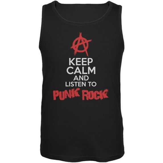 Keep Calm And Listen To Punk Rock Black Adult Tank Top - X-Large