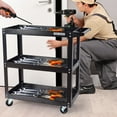 thumbnail image 2 of Jopath 3-Tier Rolling Tool Cart Utility Cart on Wheels, 450 lb Heavy Duty Rolling Tool Cart for Warehouse, Garage, black, 2 of 7