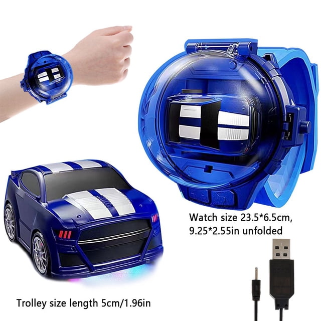 Remote Control Car 2.4GHz USB Rechargeable Watch RC Racing Car with Light Mini Cartoon Electric Wrist Racing Car Model Toy Interactive Game Toys for Toddlers Aged 3+